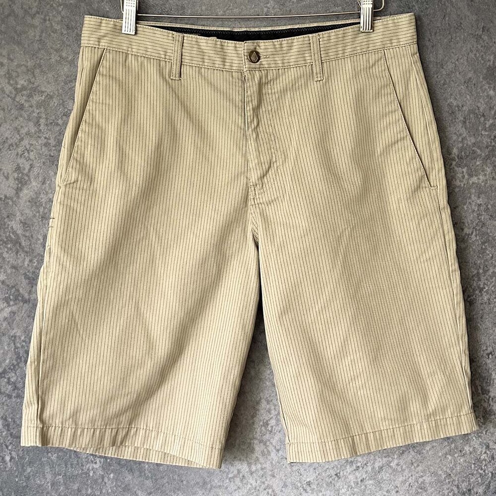 Volcom Corpo Class Shorts, Pinstripe Tan Chino, 34